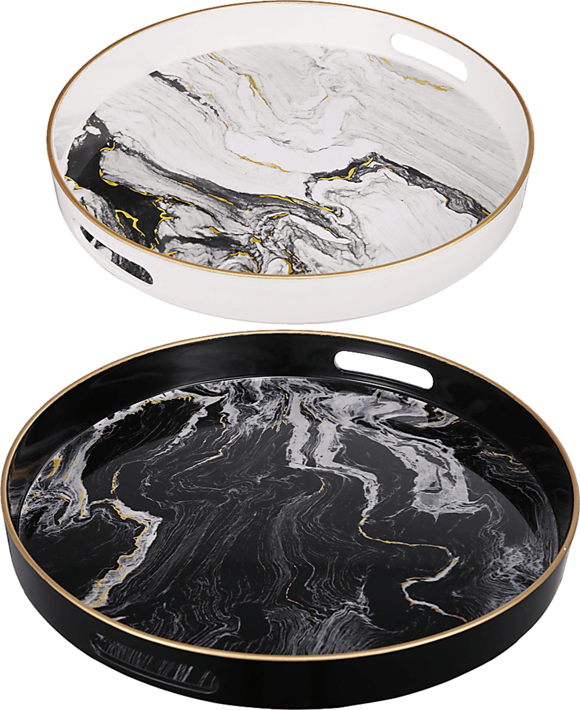 Chales Black/White Tray, Set of 2 - Image 1