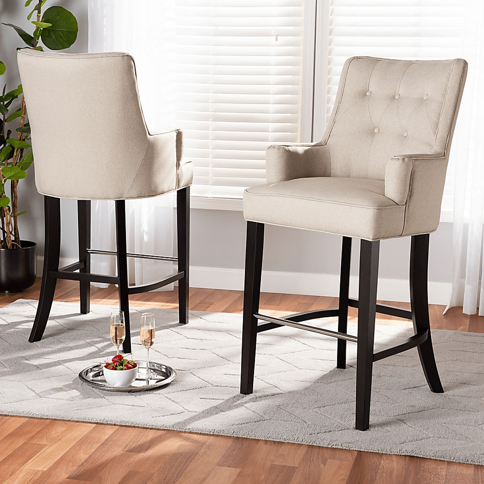 Chalfant Beige Barstool, Set of 2 - Image 6