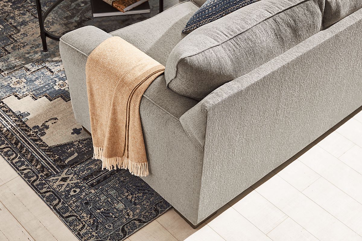 Chambers 2 Pc Gray Chenille Fabric Living Room Set With Sofa, Loveseat ...