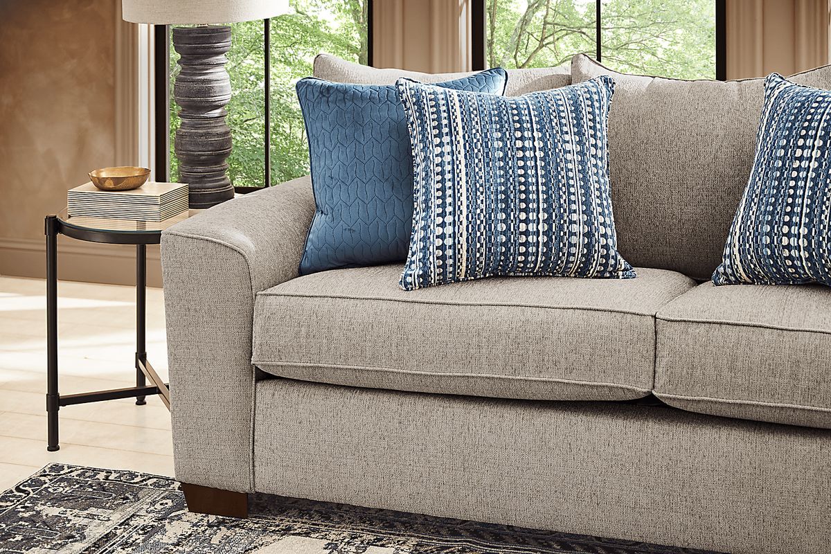 Chambers 2 Pc Gray Chenille Fabric Living Room Set With Sofa, Loveseat ...