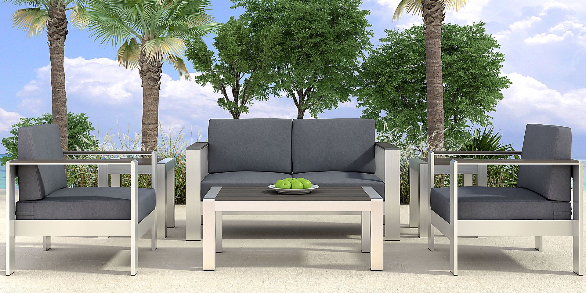 Champagne Beach Gray Outdoor Sofa - Image 2
