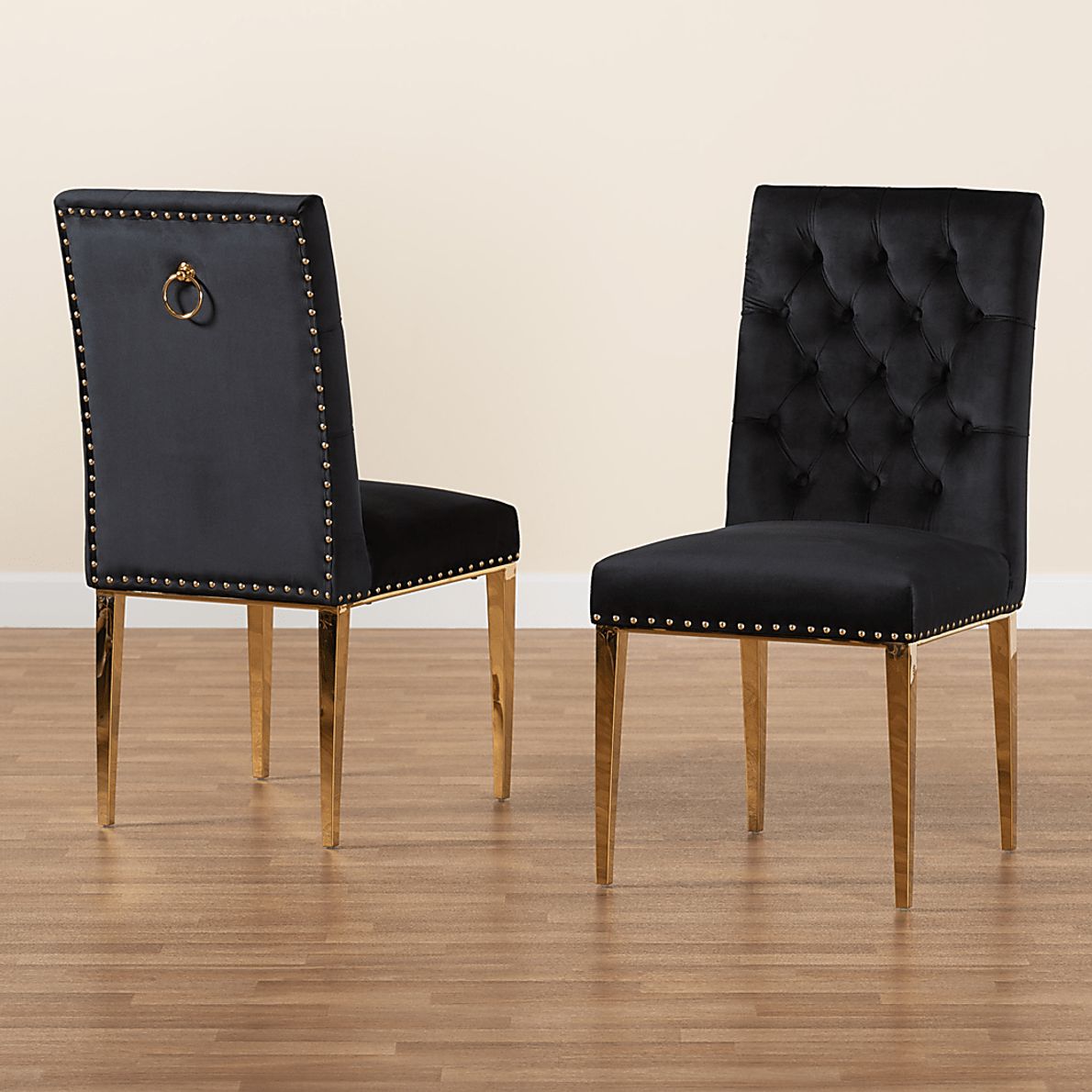 Champeau Black Side Chair, Set of 2