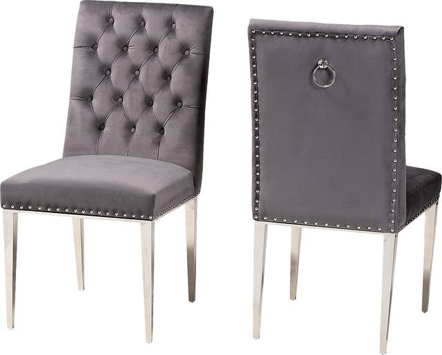 Champeau Gray Side Chair, Set of 2 - Thumbnail - Image 1