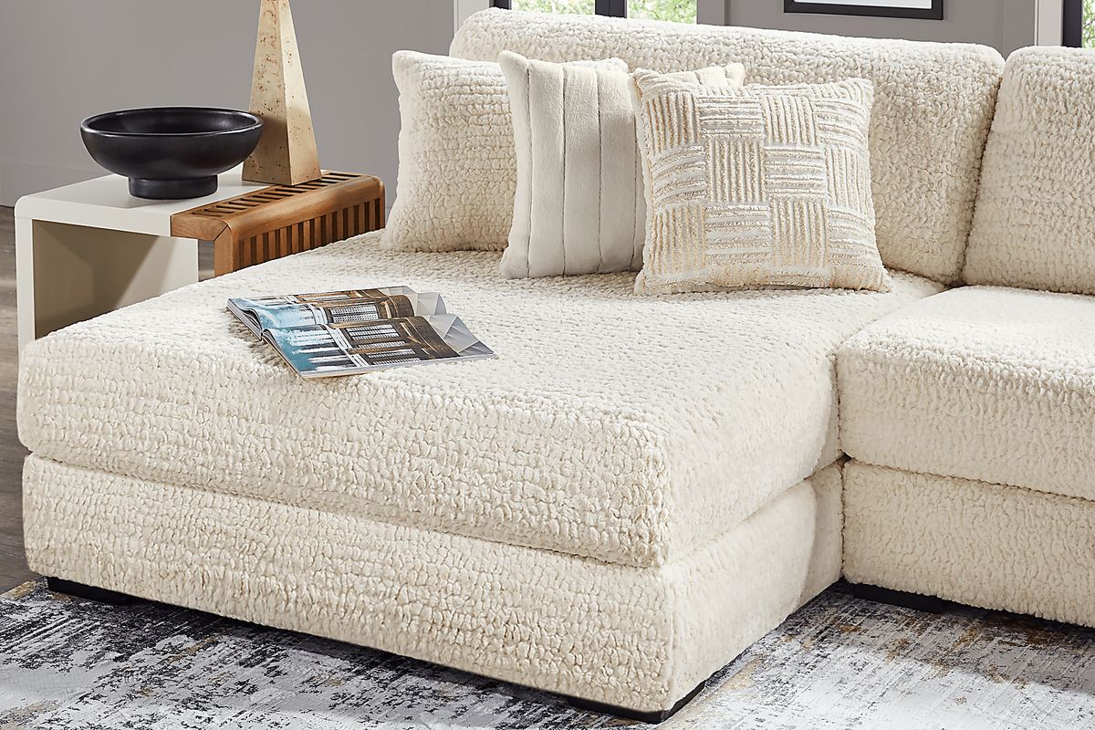 Chandler Ivory Beige Chenille Fabric 2 Pc Left Chaise Sectional | Rooms ...