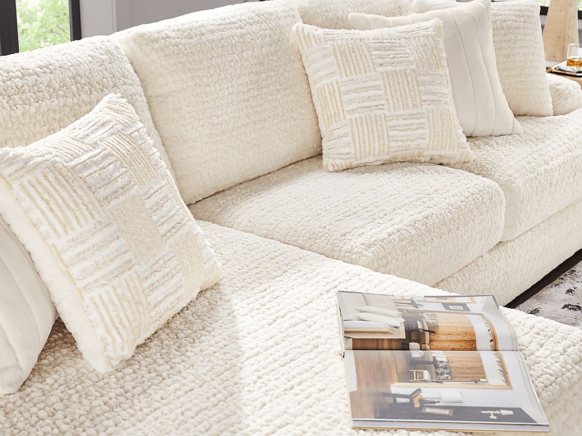 Chandler Ivory Beige Chenille Fabric 2 Pc Left Chaise Sectional | Rooms ...