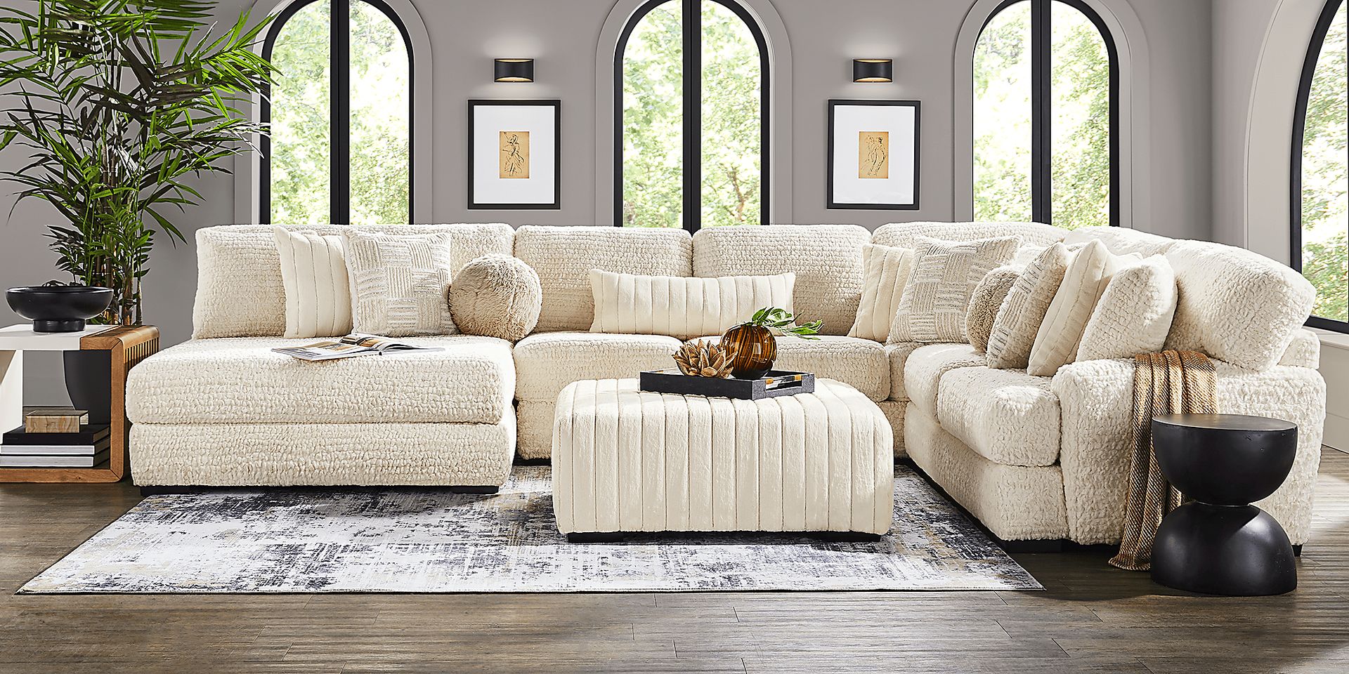 Chandler Ivory Cocktail Ottoman - Image 2