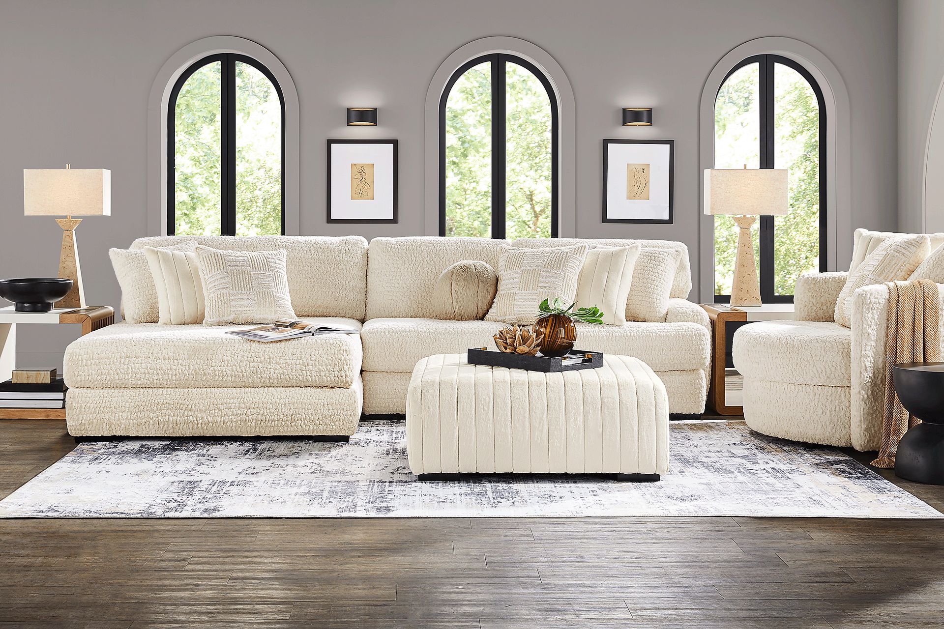 Chandler Ivory 5 Pc Sectional Living Room - Image 1