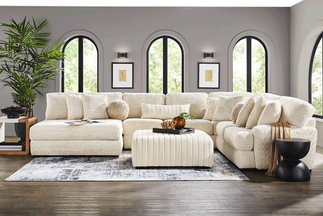 Chandler Ivory 6 Pc Sectional Living Room - Thumbnail - Image 1
