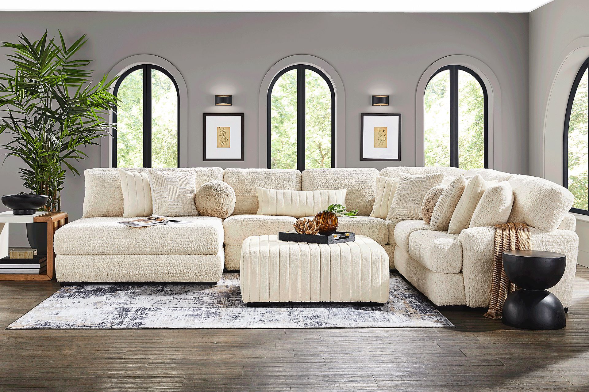 Chandler Ivory 6 Pc Sectional Living Room - Image 1