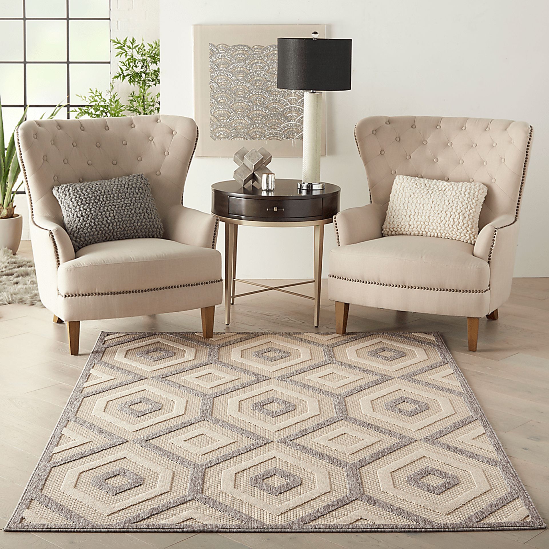 Chanley Cream 5' x 7' Indoor/Outdoor Rug - Image 6