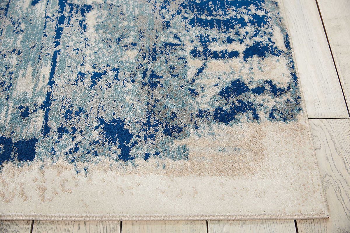 Channe Blue Polyester Fabric Rug | Rooms to Go