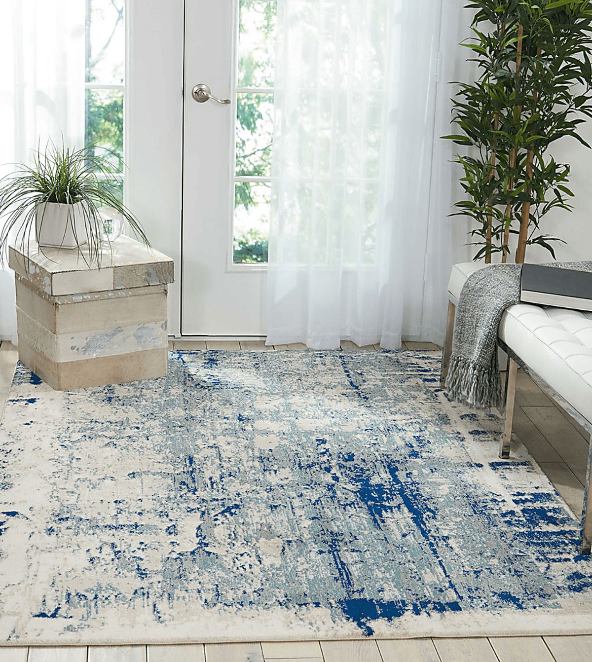 Channe Blue Polyester Fabric Rug | Rooms to Go