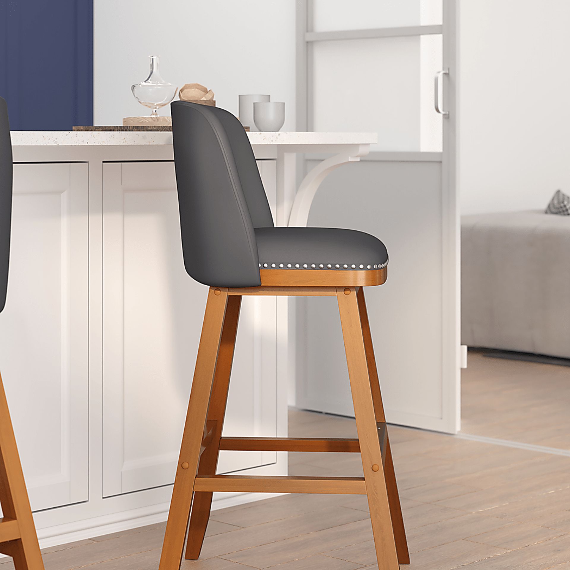 Chanticleer Dark Gray Barstool, Set of 2 - Image 4