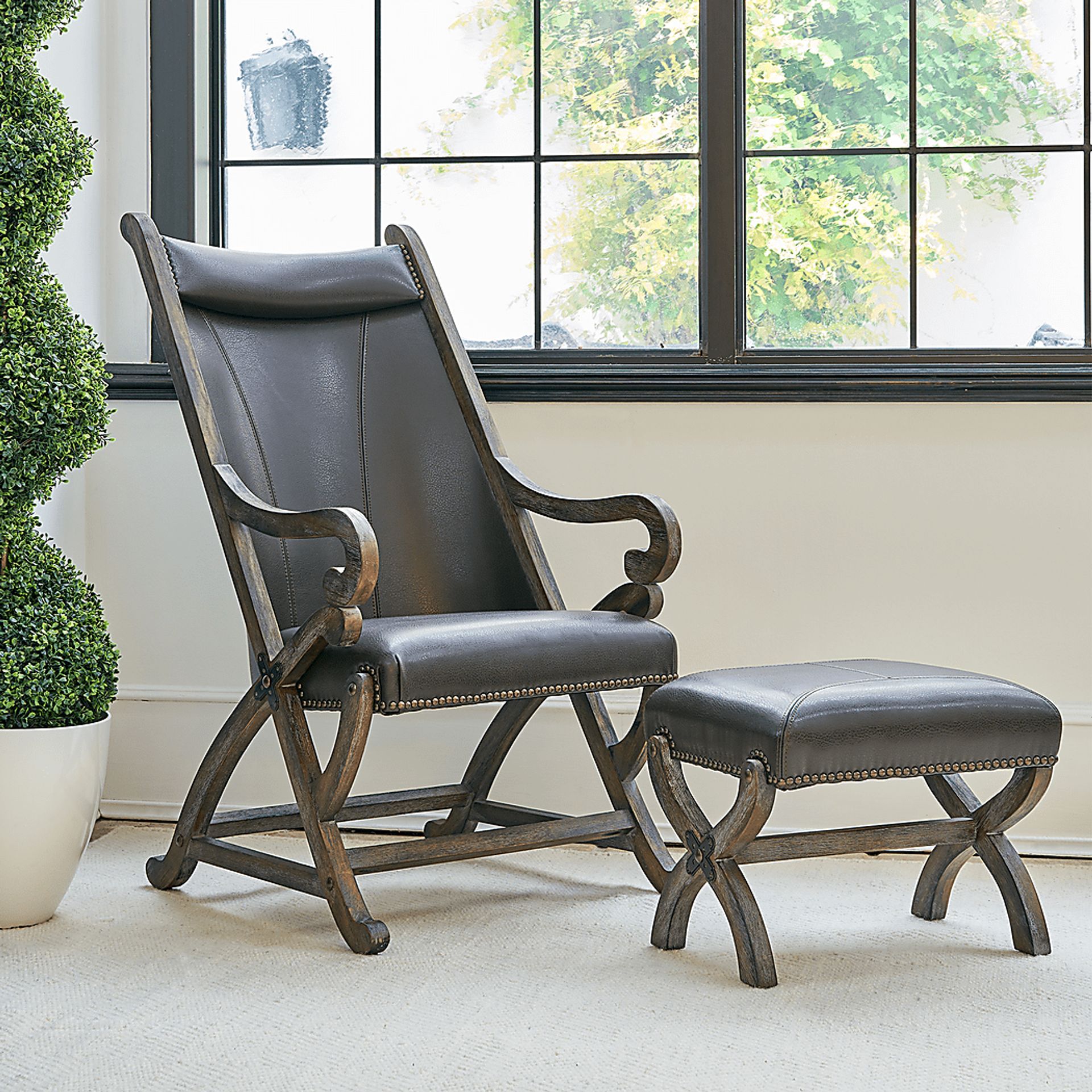 Chanticleer Gray Accent Chair & Ottoman - Image 2