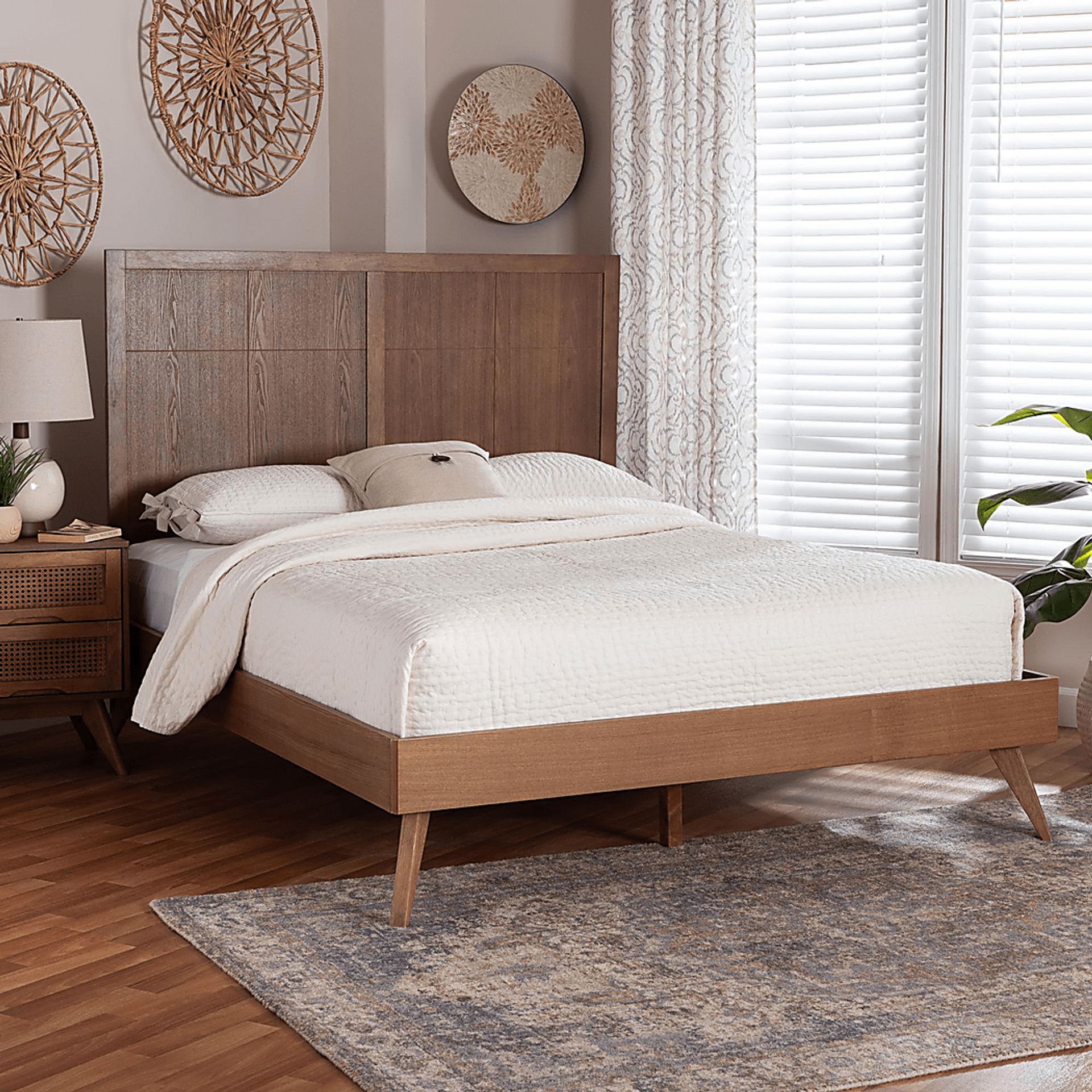 Chaoji Brown Queen Platform Bed - Image 2