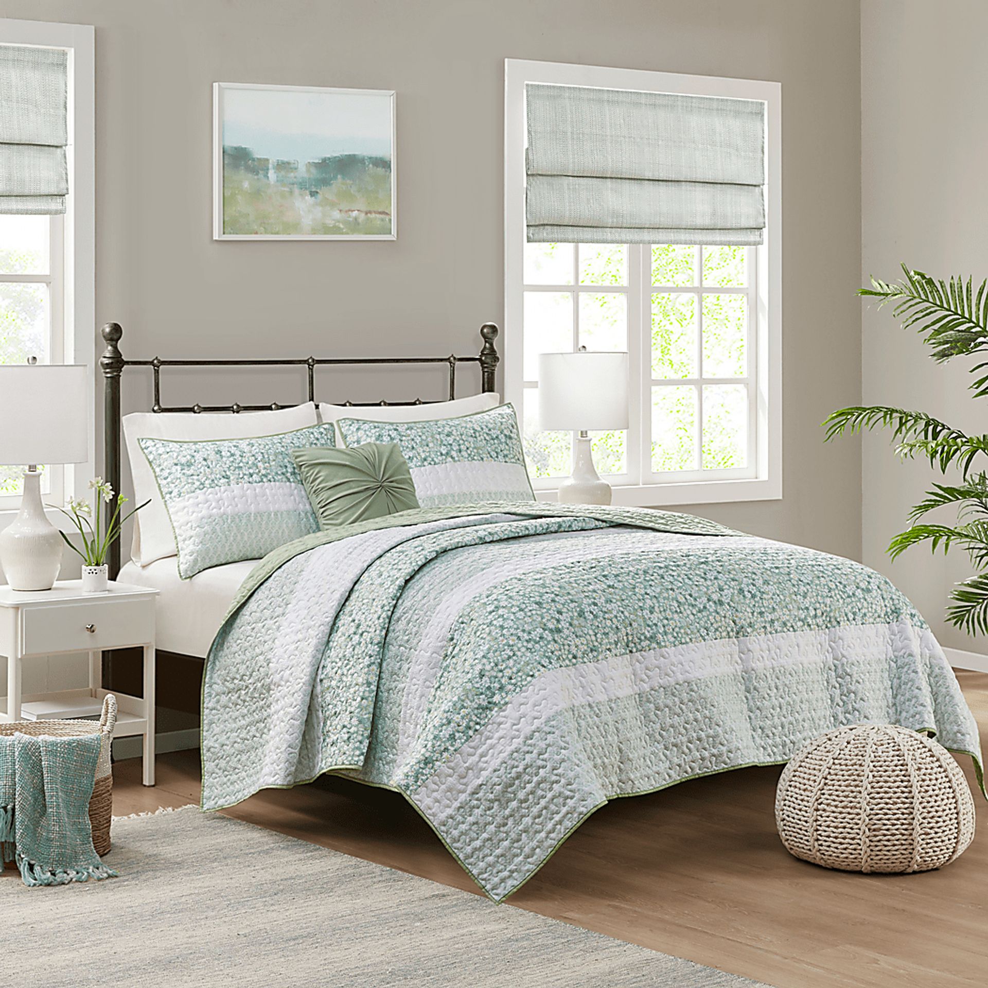Chapote Green 4 Pc Full/Queen Quilt Set - Image 1