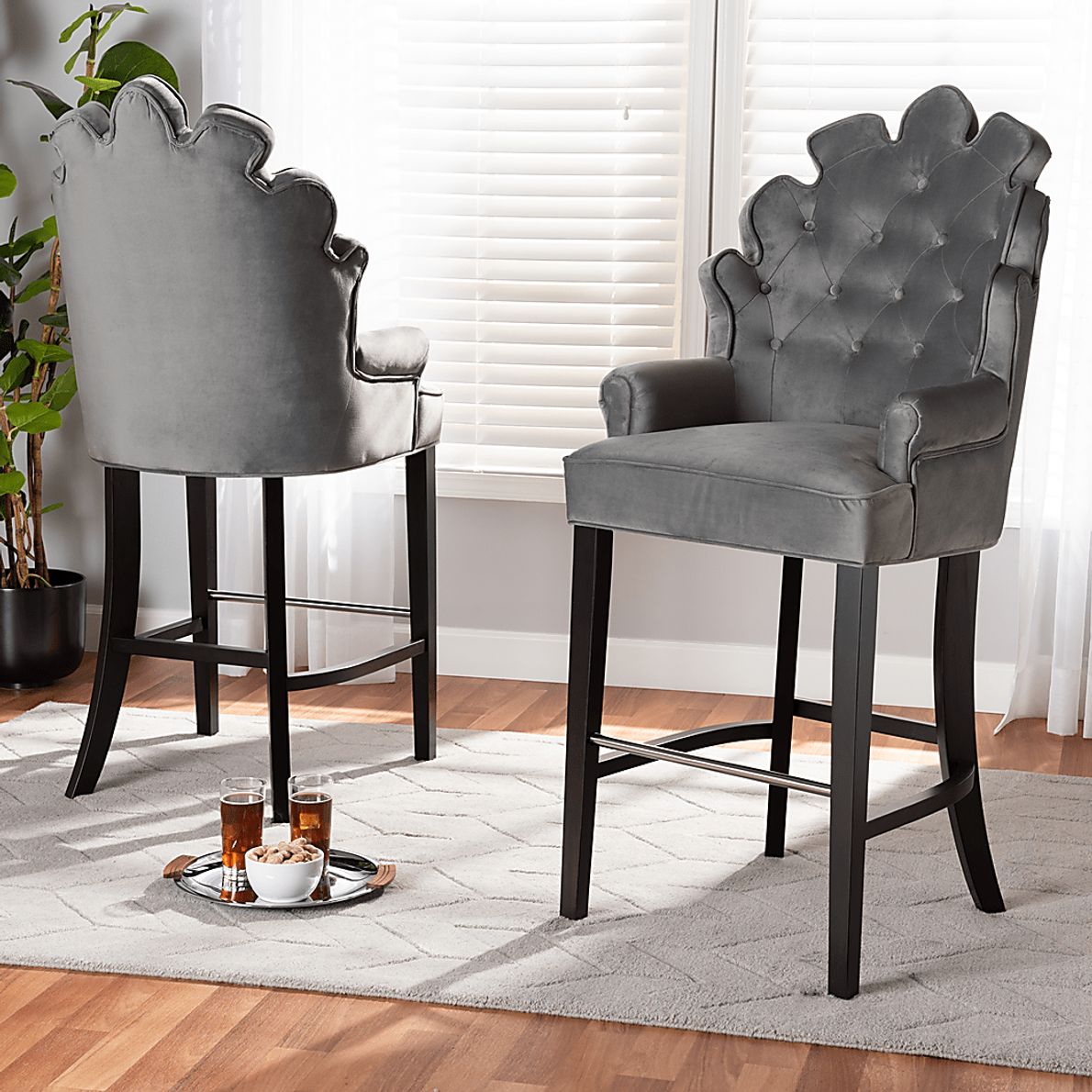 Charboonet Gray Barstool, Set of 2