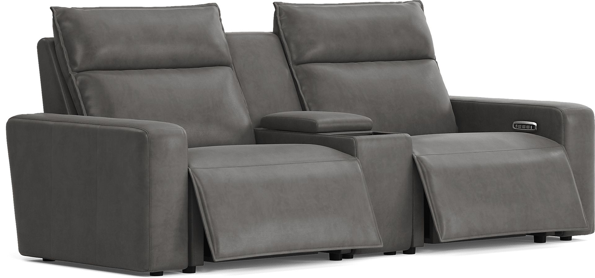 Charcoal 3 Pc Dual Power Reclining ModularTwo with Media Console - Image 3