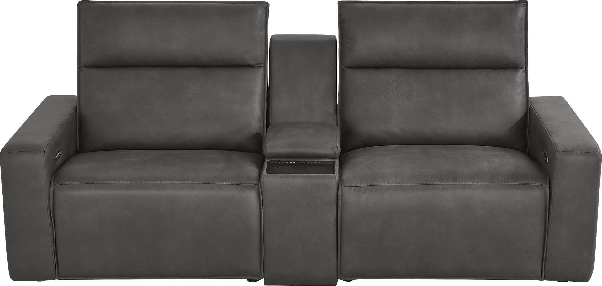 Charcoal 3 Pc Dual Power Reclining ModularTwo with Media Console - Image 3