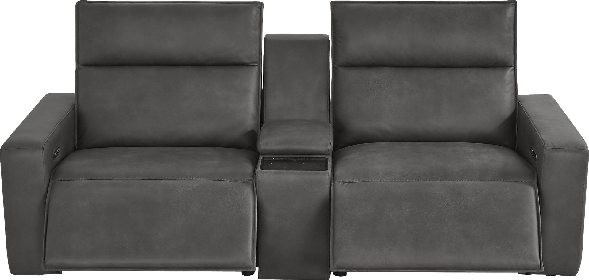 Charcoal 3 Pc Dual Power Reclining ModularTwo with Media Console - Image 1