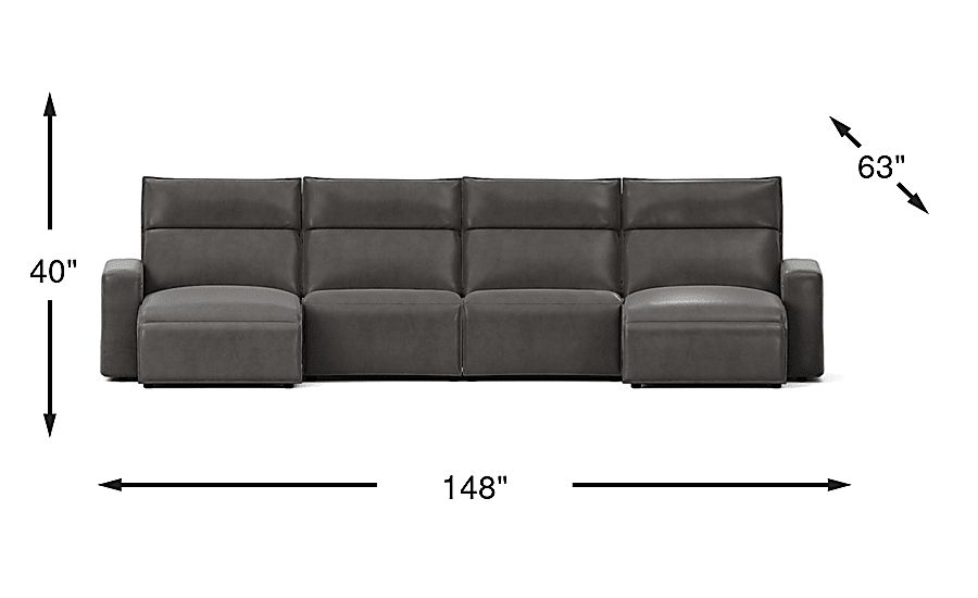 Charcoal 4 Pc Dual Power Reclining ModularTwo - Thumbnail 4