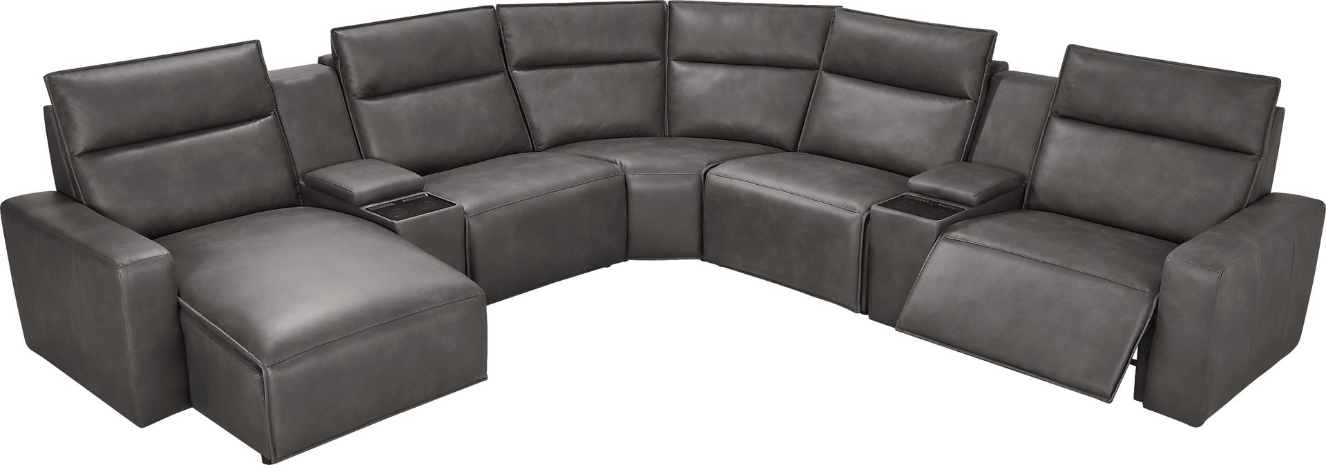 Charcoal 7 Pc Dual Power Reclining ModularTwo with Media Consoles - Image 1