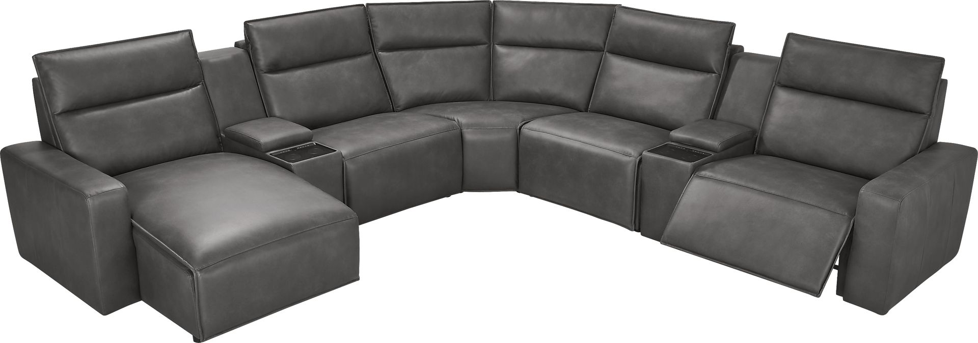 Charcoal 7 Pc Dual Power Reclining ModularTwo with Media Consoles - Image 1