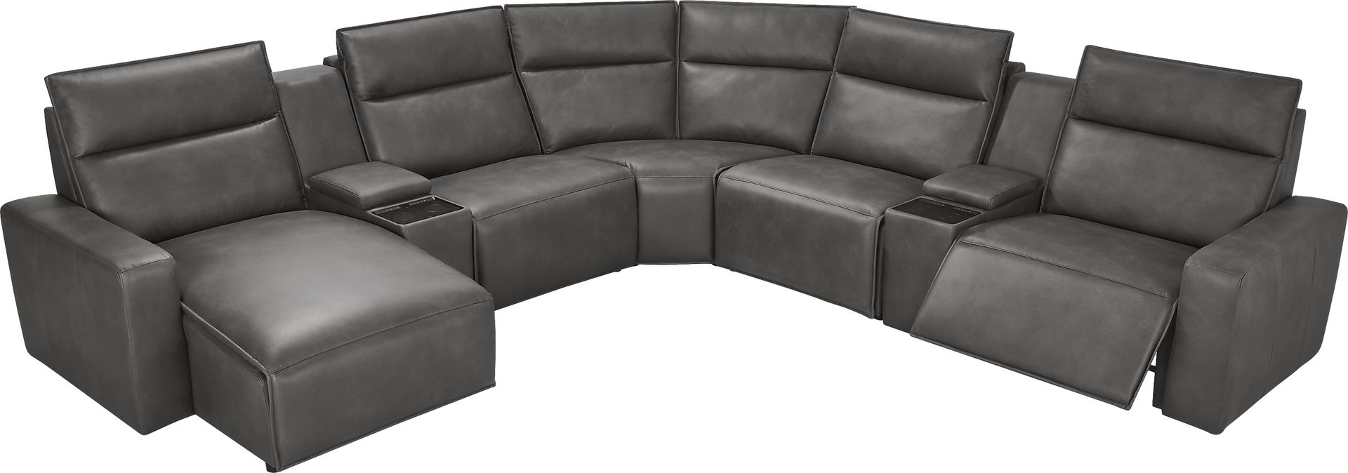 Charcoal 7 Pc Dual Power Reclining ModularTwo with Media Consoles - Image 1