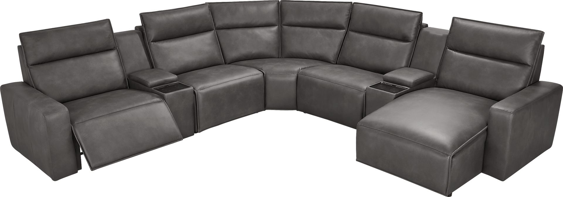 Charcoal 7 Pc Dual Power Reclining ModularTwo with Media Consoles - Image 1