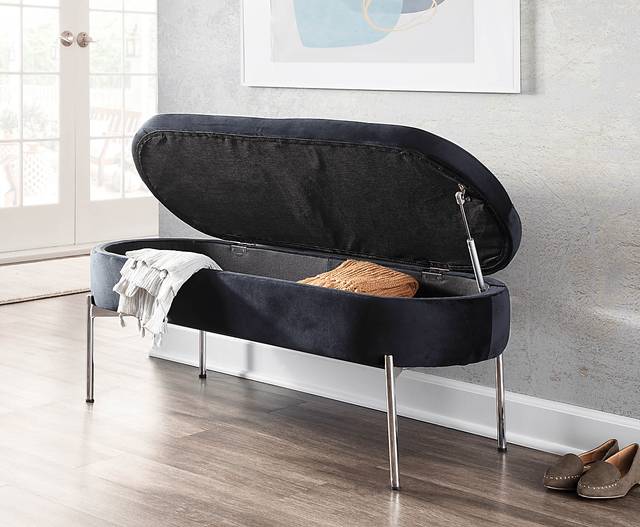Chardan Black Chrome Storage Bench - Thumbnail - Image 10