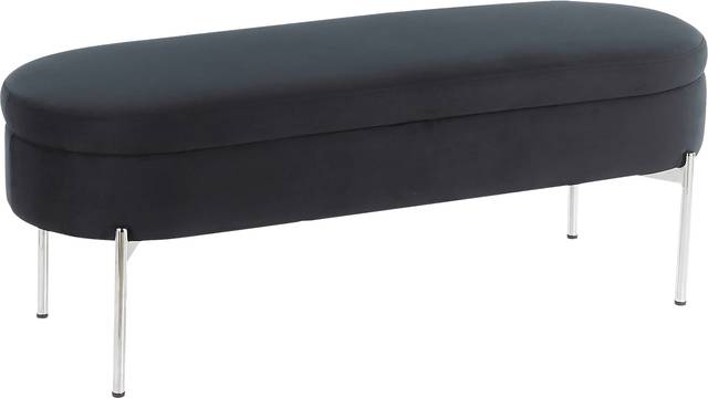 Chardan Black Chrome Storage Bench - Thumbnail - Image 1