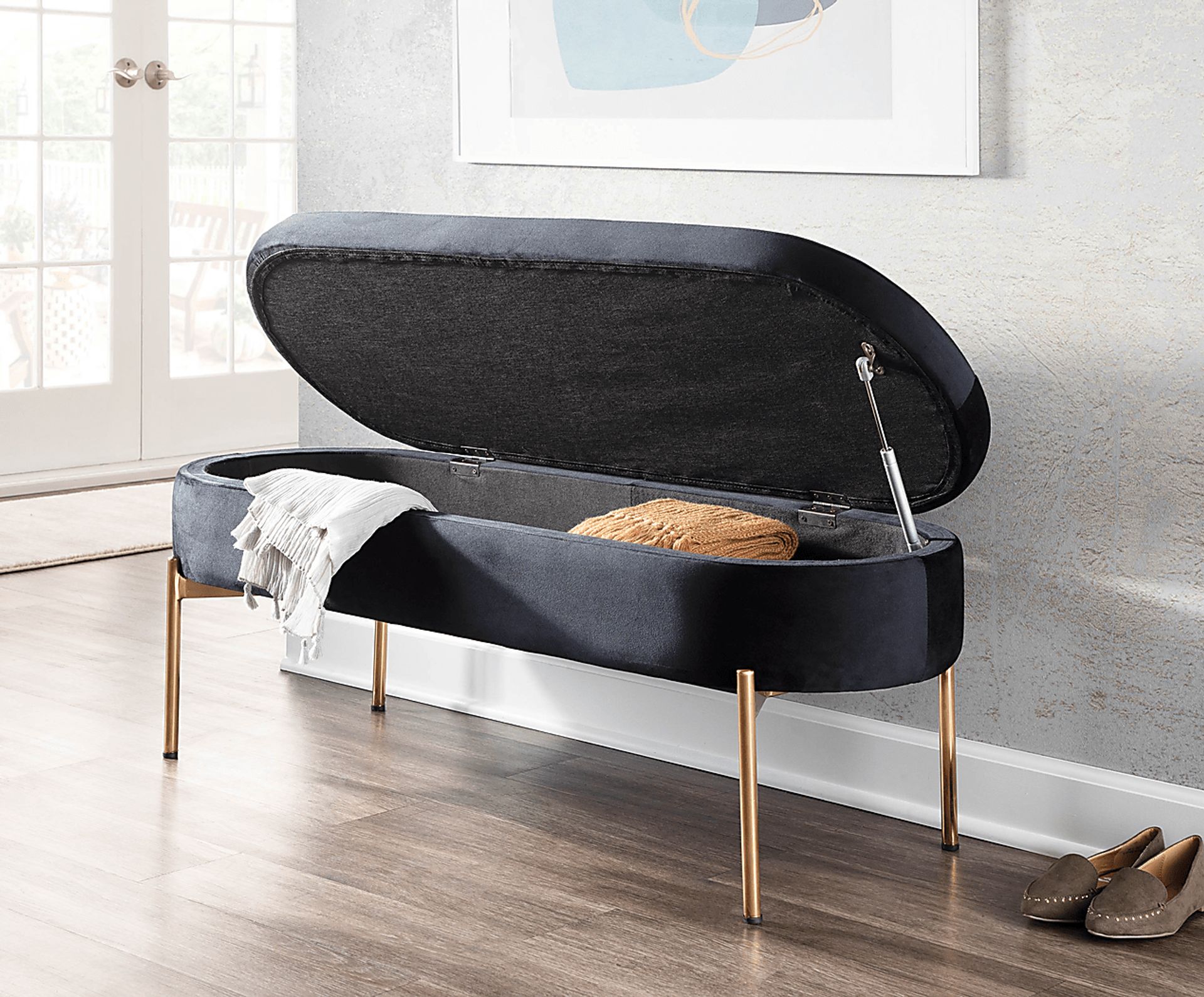 Chardan Black Storage Bench - Image 14