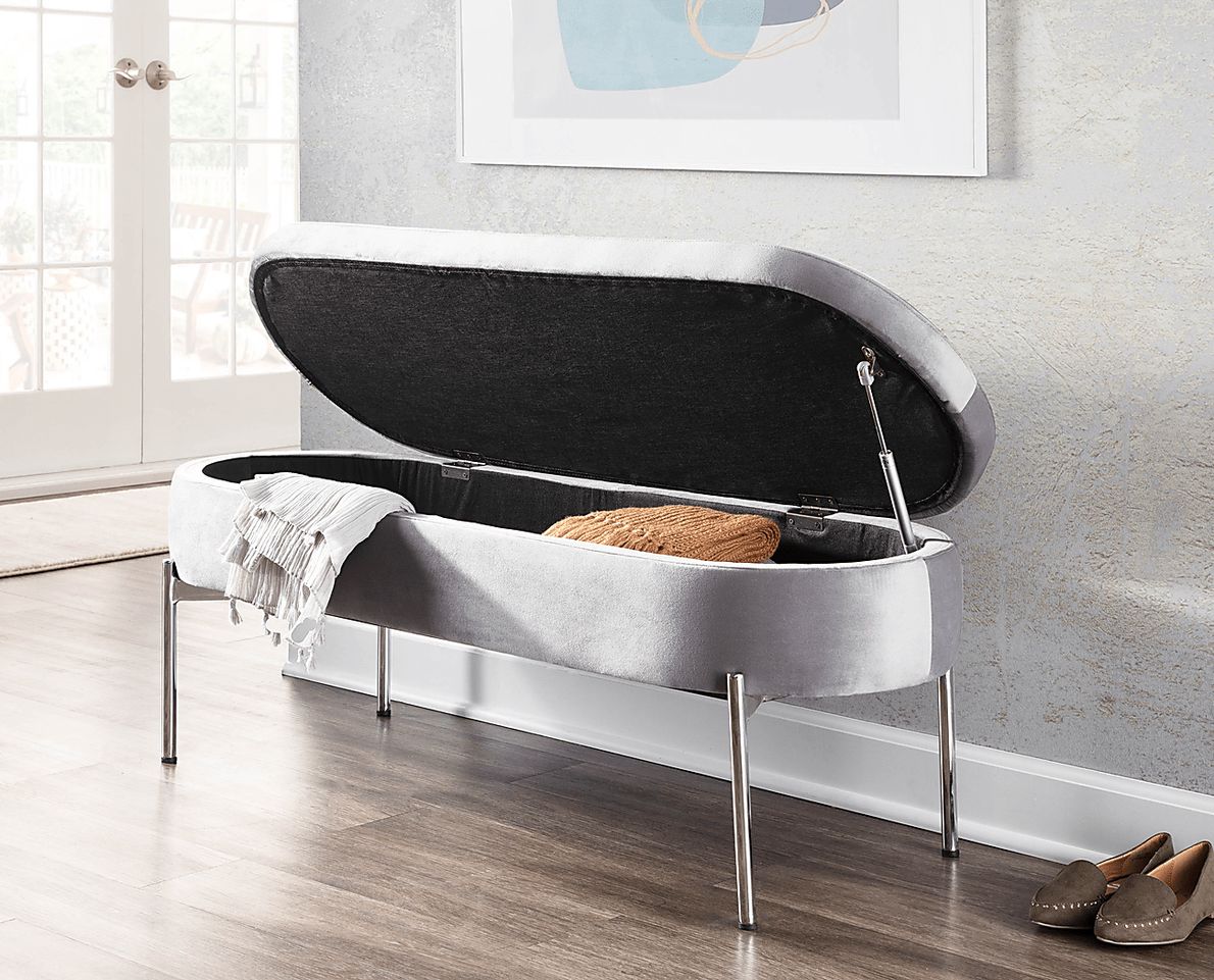 Chardan Gray Storage Bench
