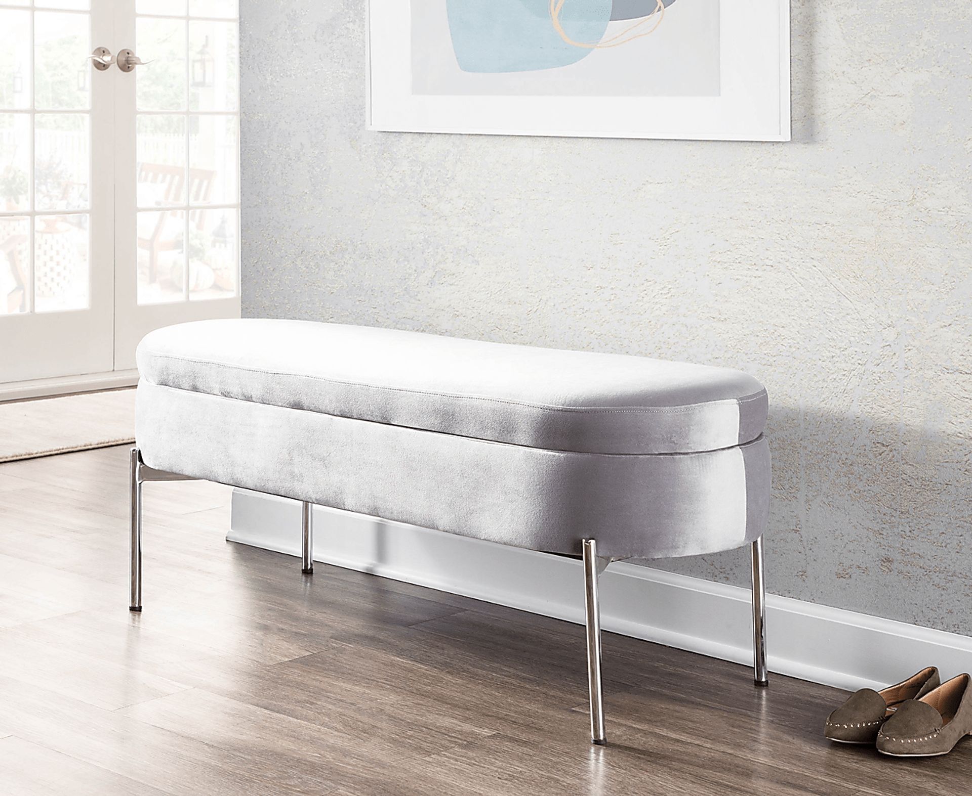 Chardan Gray Storage Bench - Image 10