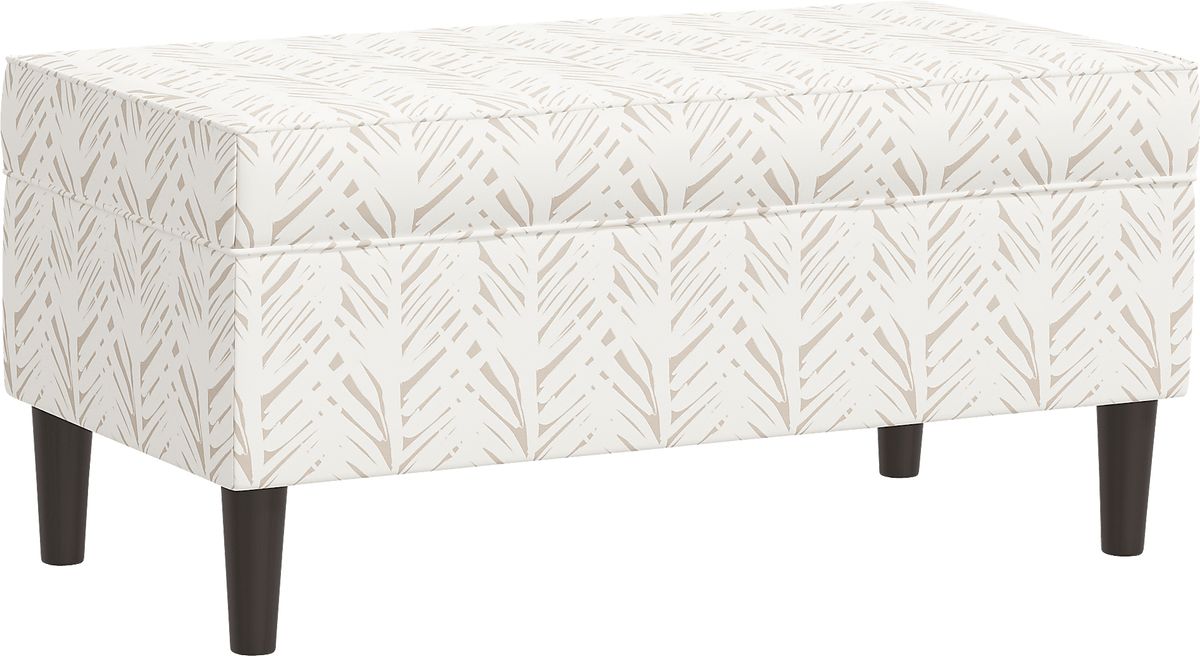 Charette Cream Beige Cotton Fabric Storage Bench | Rooms to Go