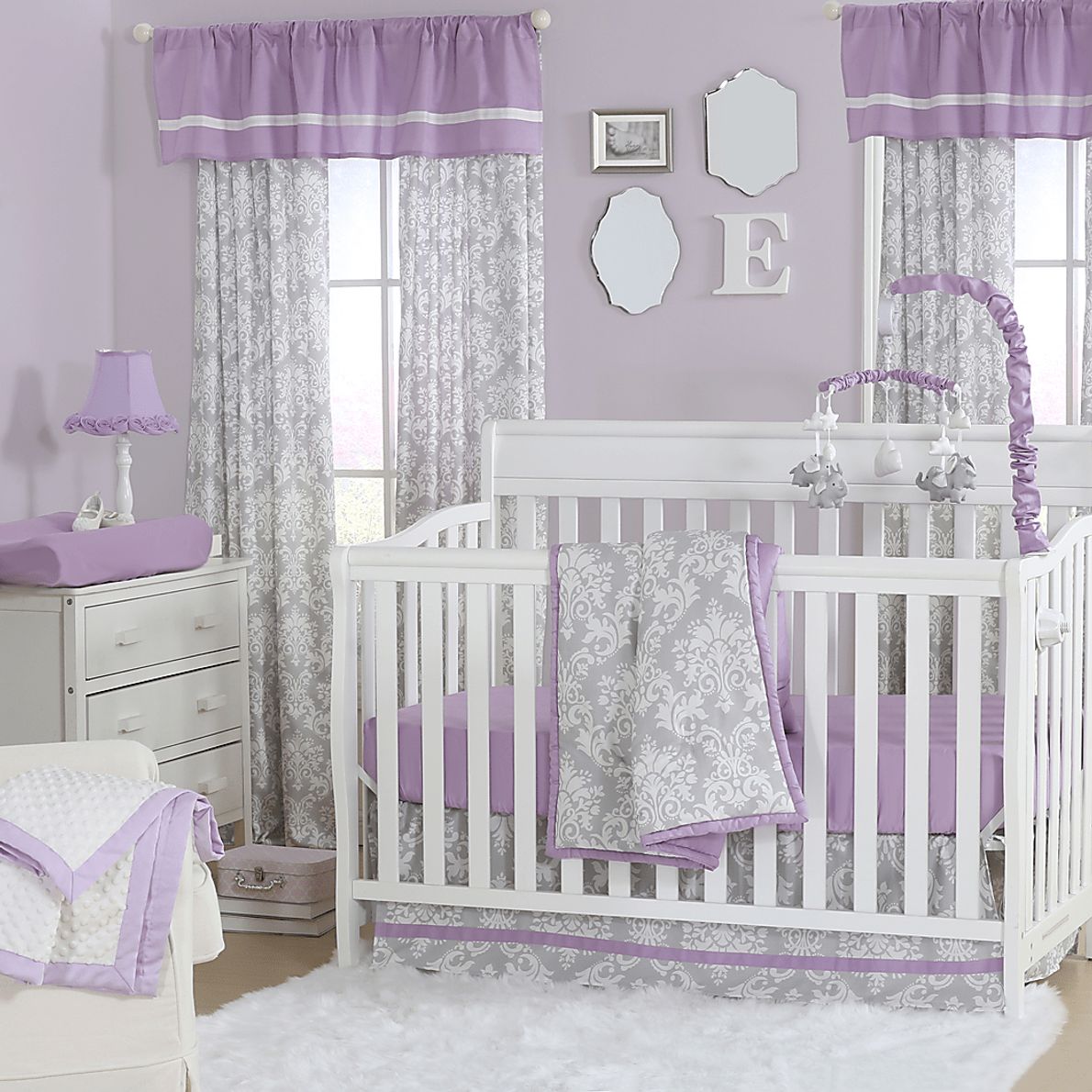 Charisha Lilac Red Crib Bedding Set Rooms To Go