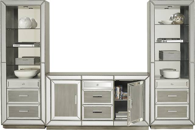 Charlaine Silver 3 Pc Wall Unit with 60 in. Console - Thumbnail - Image 2