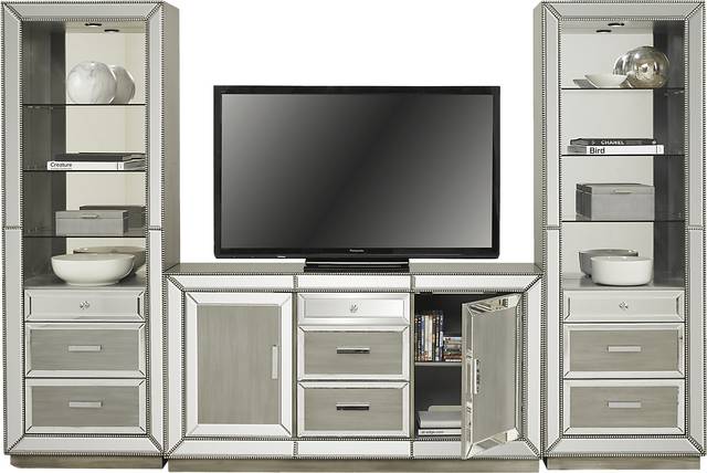 Charlaine Silver 3 Pc Wall Unit with 60 in. Console - Thumbnail - Image 4