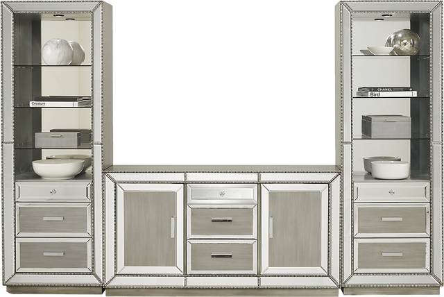 Charlaine Silver 3 Pc Wall Unit with 60 in. Console - Thumbnail - Image 1