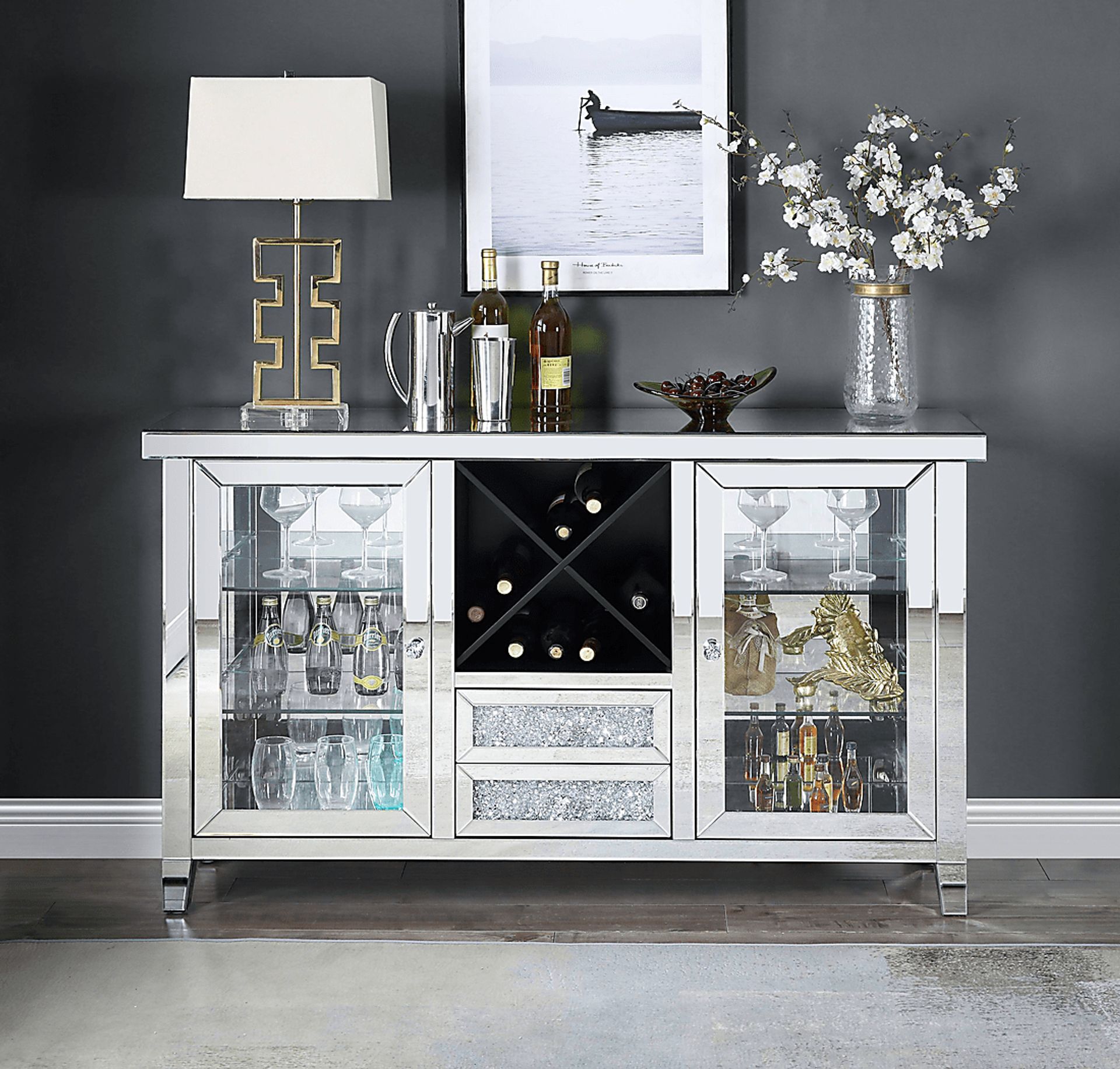 Charlane Silver Wine Cabinet - Image 2