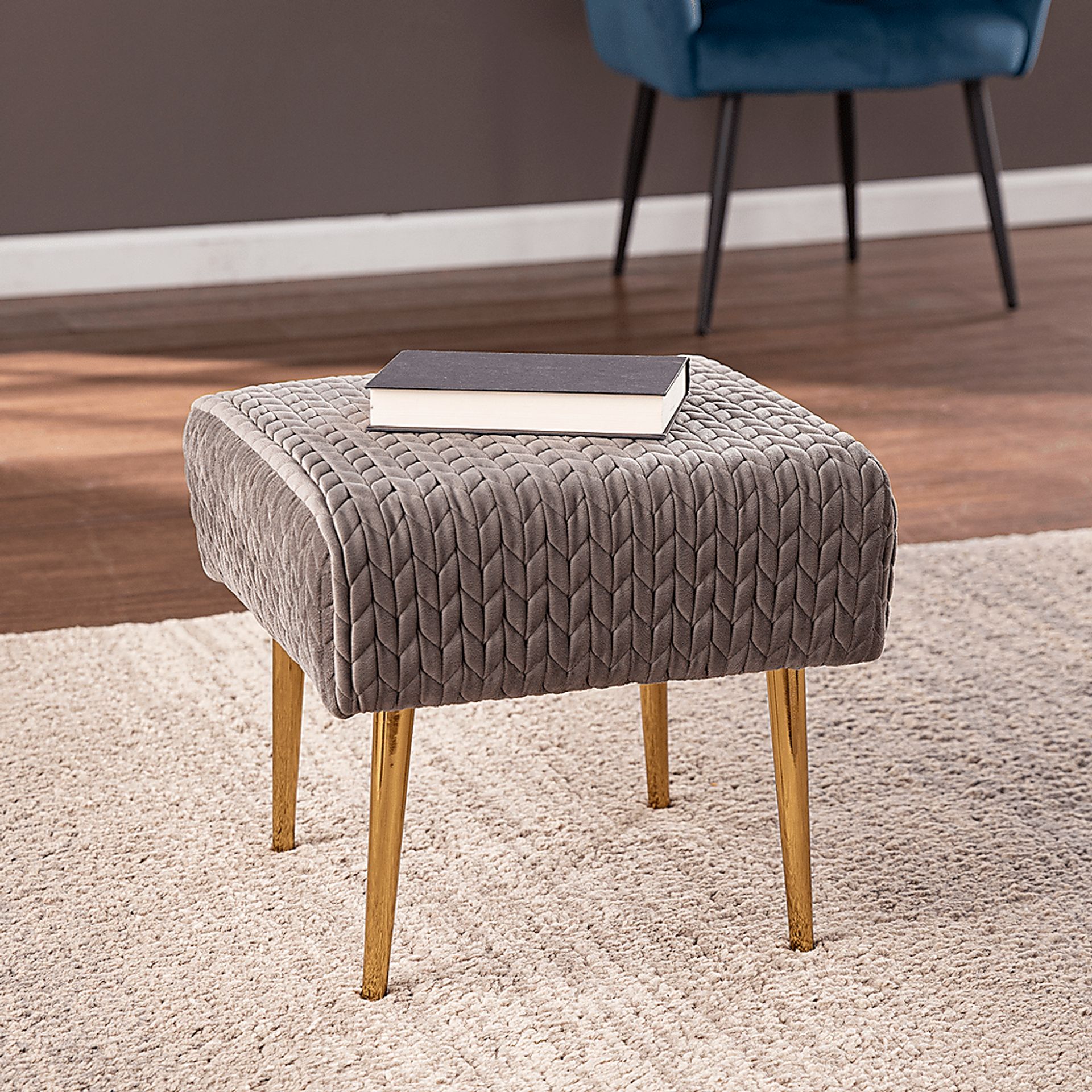 Charlcote Gray Ottoman - Image 5