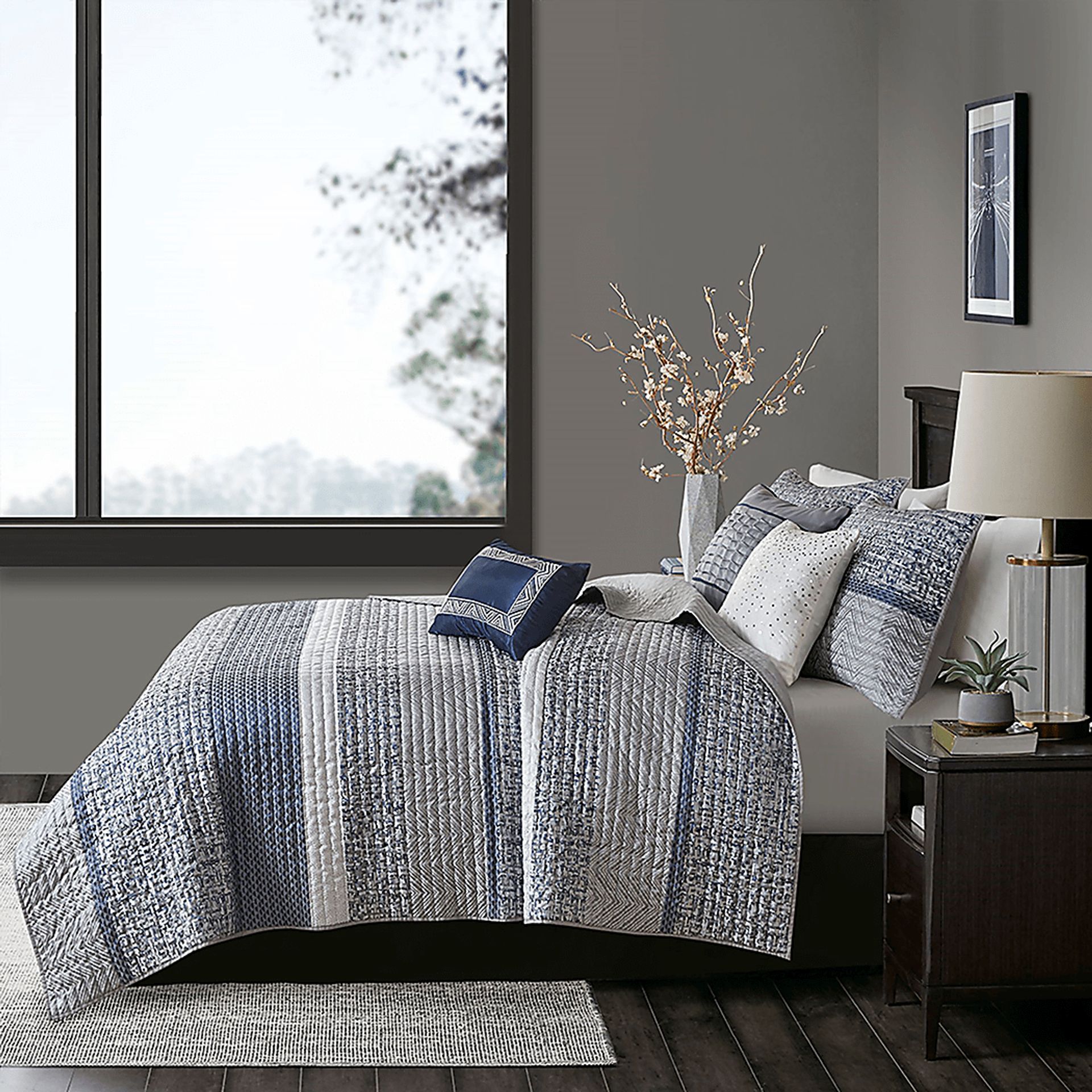 Charleagh Blue 6 pc King/Cal King Quilt Set - Image 7