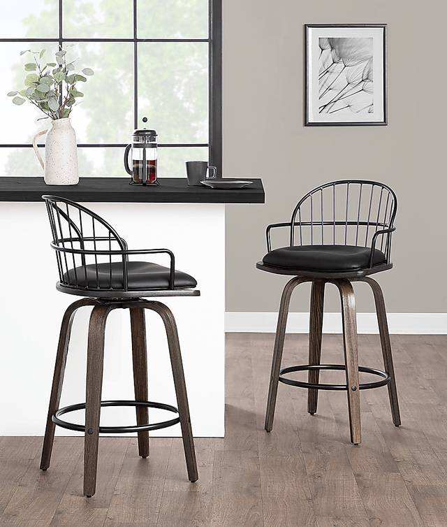 Charlias Black Counter Height Stool, Set of 2 - Thumbnail - Image 2