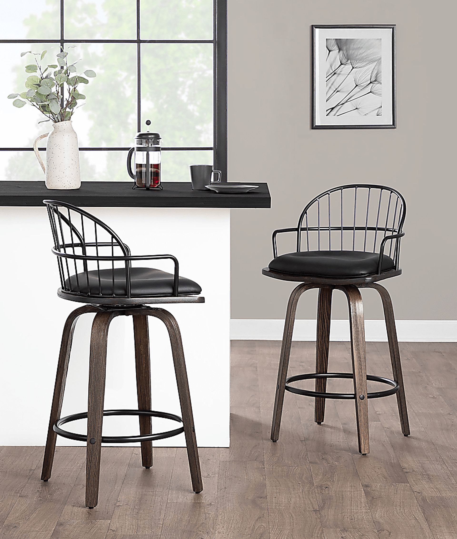 Charlias Black Counter Height Stool, Set of 2 - Image 2