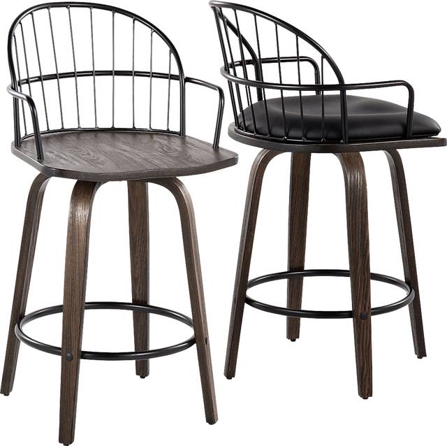 Charlias Black Counter Height Stool, Set of 2 - Thumbnail - Image 7
