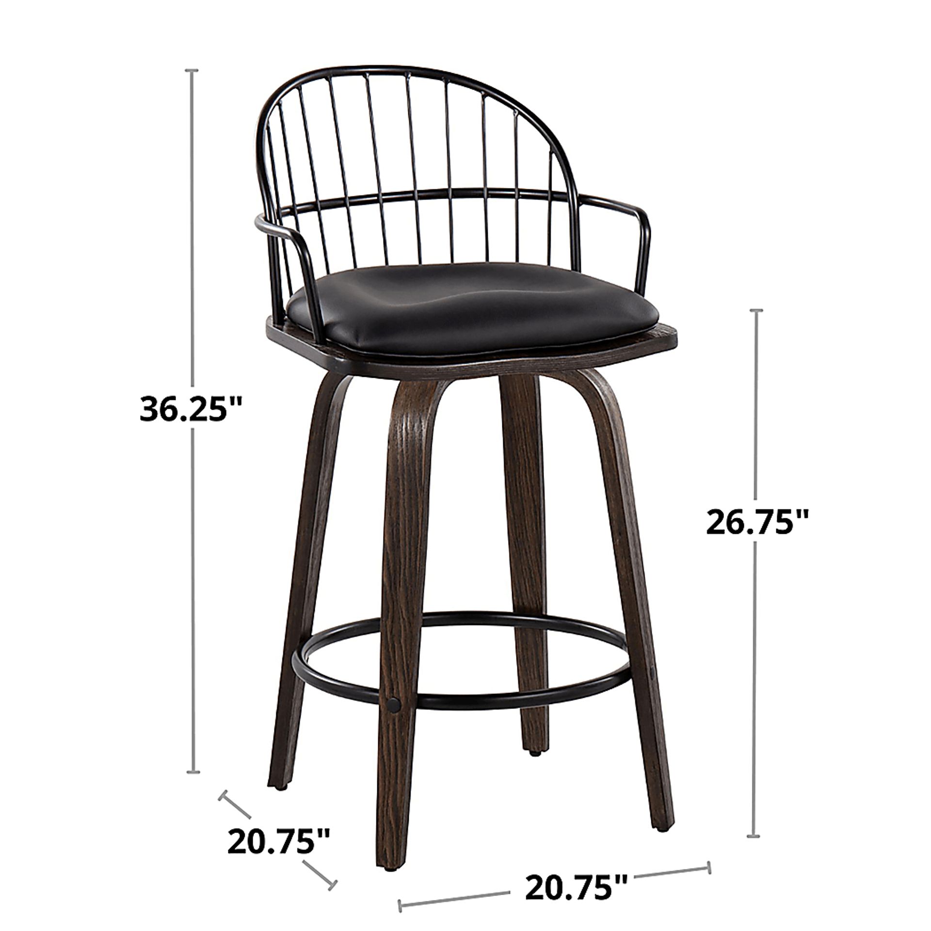 Charlias Black Counter Height Stool, Set of 2 - Image 9