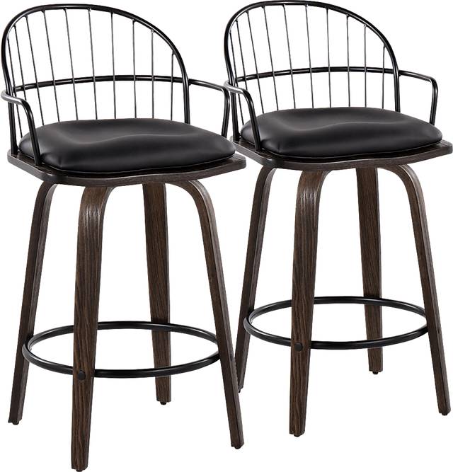 Charlias Black Counter Height Stool, Set of 2 - Thumbnail - Image 1