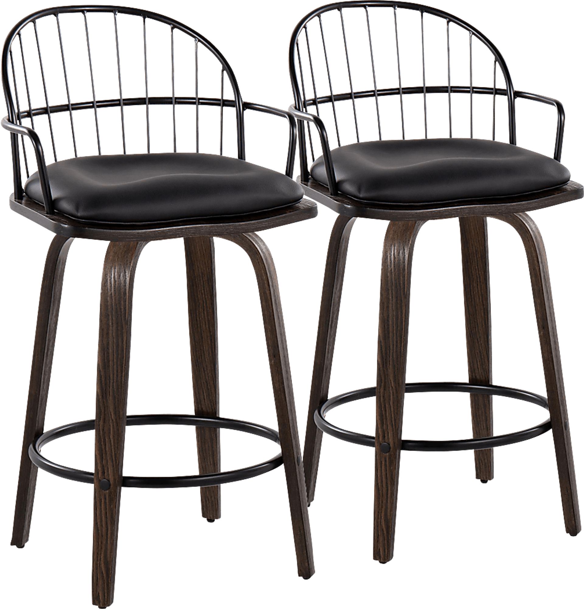 Charlias Black Counter Height Stool, Set of 2 - Image 1