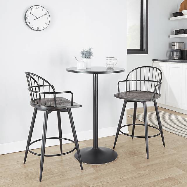 Charlias II Black Swivel Counter Height Stool, Set of 2 - Thumbnail - Image 3