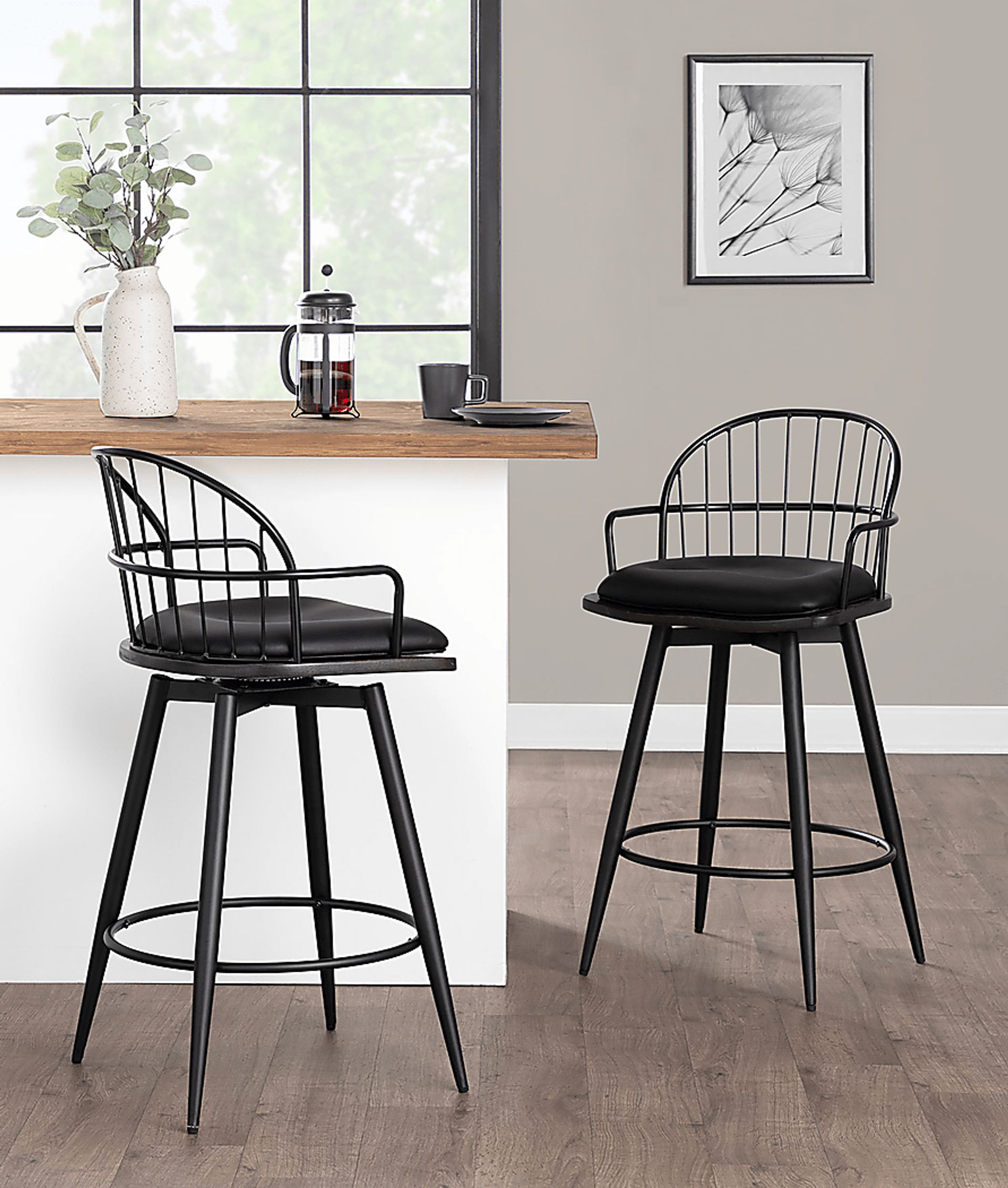 Charlias II Black Swivel Counter Height Stool, Set of 2 - Image 4
